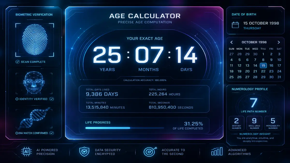 Age Calculator Verify Your DOB & Birth Date Instantly