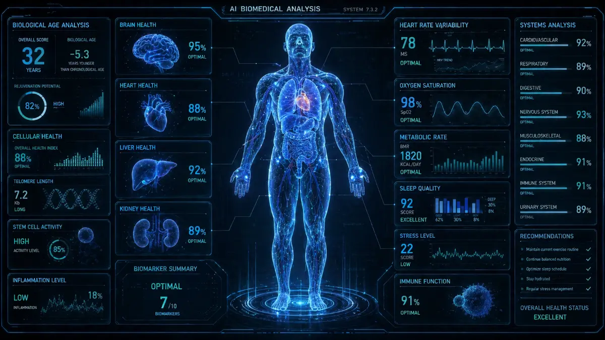 AI biological age detection using biomarkers and ECG analysis