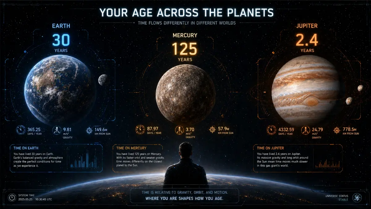 age on different planets mercury vs jupiter comparison calculator