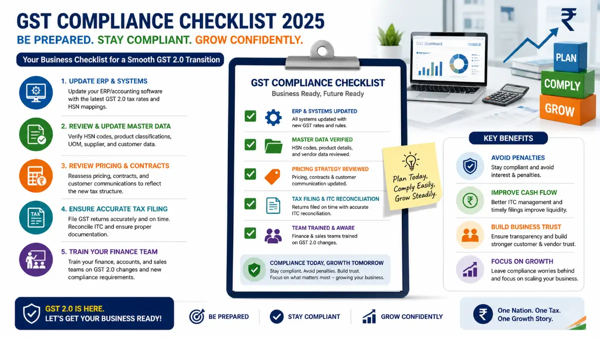 GST compliance checklist for businesses in India 2025 with key steps
