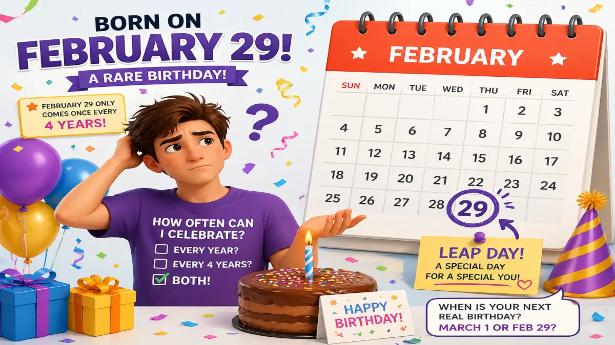 person born on february 29 leap year birthday concept