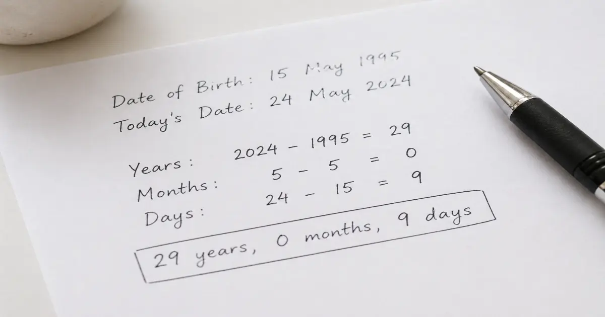Manual age calculation using pen and paper