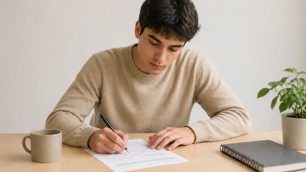 Student verifying age eligibility for exam application