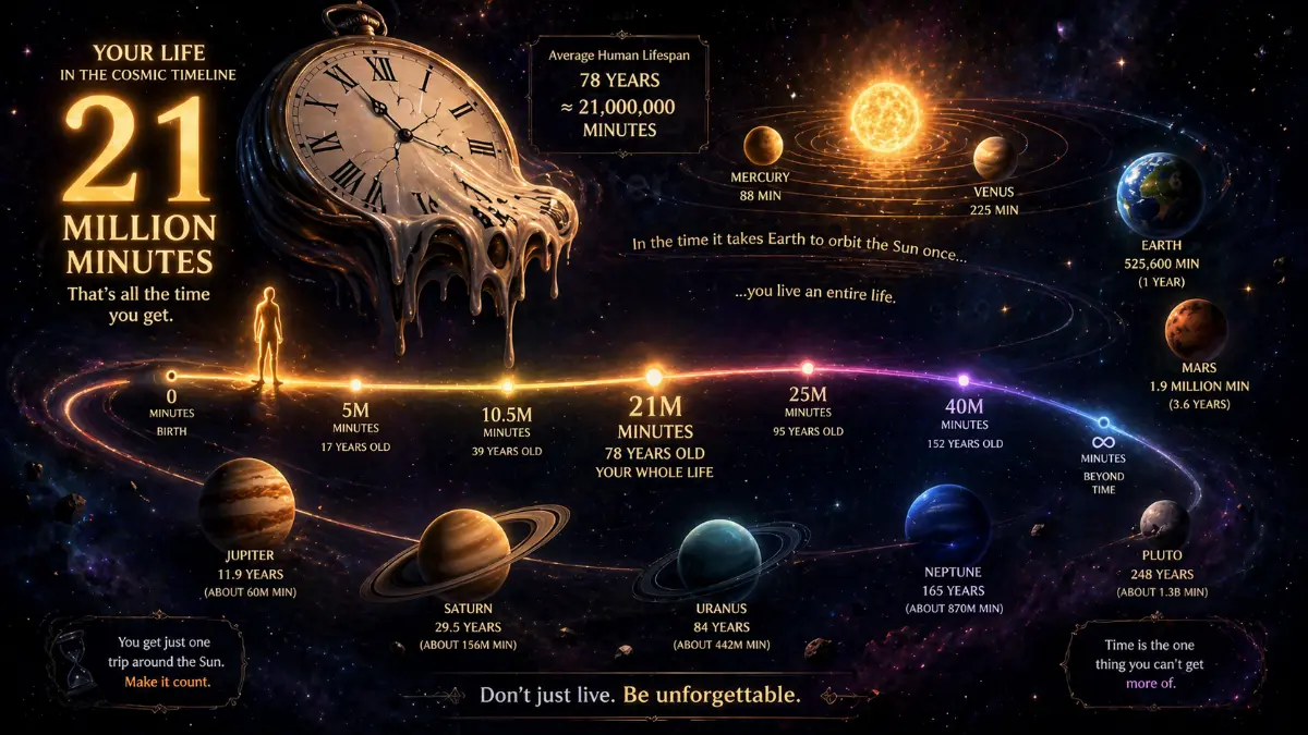 visual representation of life in minutes and cosmic time comparison