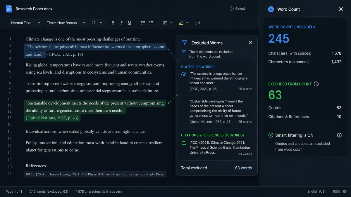 word counter excluding quotes and citations for accurate writing measurement