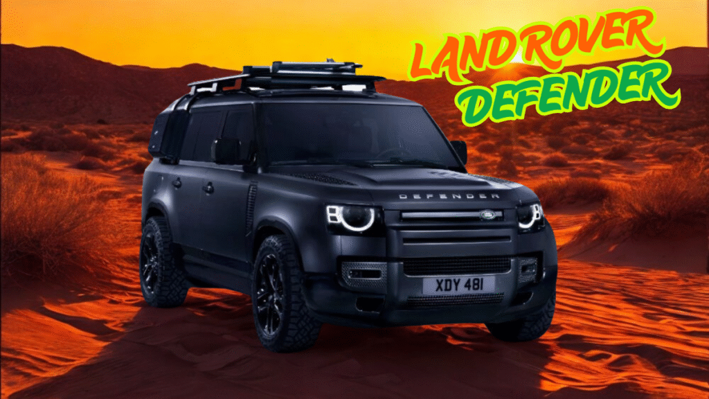 Land Rover Defender parked against a high-altitude military base background at dusk, symbolizing power, resilience, and expedition-grade engineering.