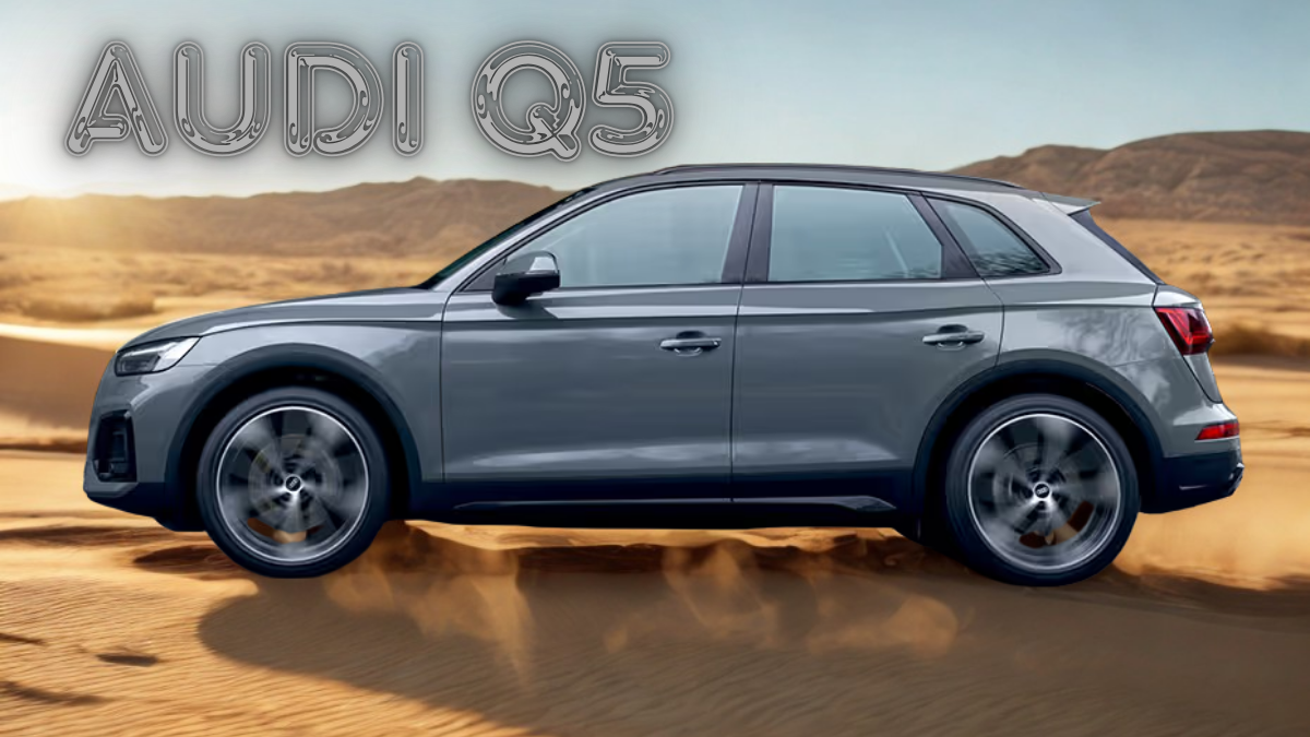 2026 Audi Q5 parked in a futuristic city street at dusk showcasing premium design, latest model features, and highlighting Audi Q5 top model price in India