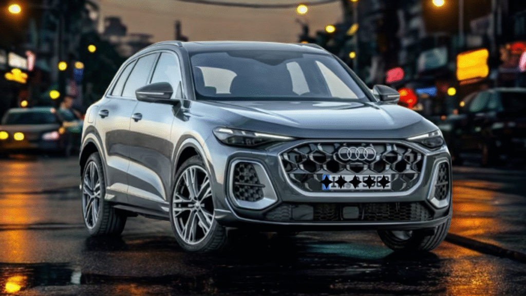 White Audi Q5 2026 under starry night sky, reflecting premium SUV class, Audi Q5 price in India, and impressive mileage of the top model
