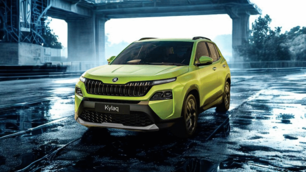 Skoda KylAQ in Olive Gold Signature Edition at the launch event