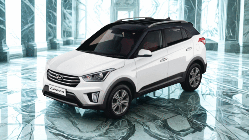 Hyundai Creta driving on an open road , highlighting anticipation for the upcoming model launch.