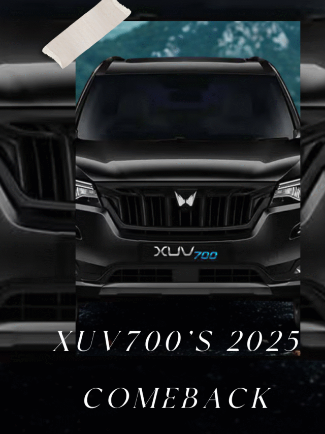 Mahindra XUV700 parked on a scenic highway with 2025 badge overlay.
