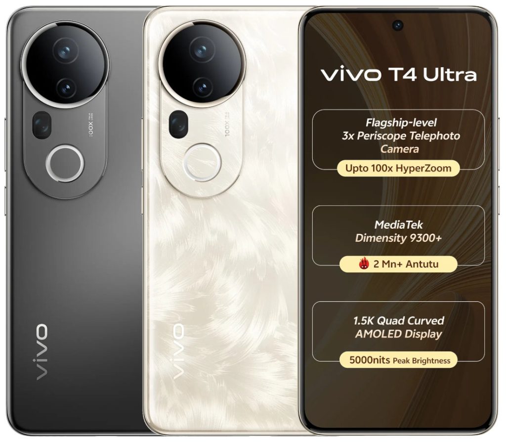 Vivo T4 5G smartphone with 6.7-inch display and dual rear camera, front view