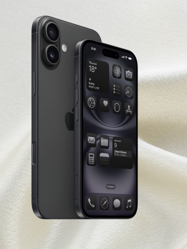 Illustration of Flipkart and Amazon logos with an iPhone 16 between them, symbolising price comparison.