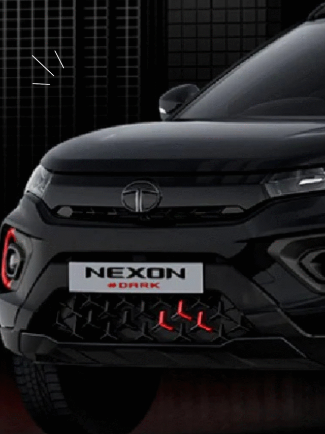 Front view of the Tata Nexon showcasing its raised hood, sleek headlights, and sporty SUV stance.